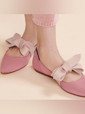 Rothy's Rosebud Pink Mary Jane Ballet Flats Womens Point Toe Rose Shoes Size 8